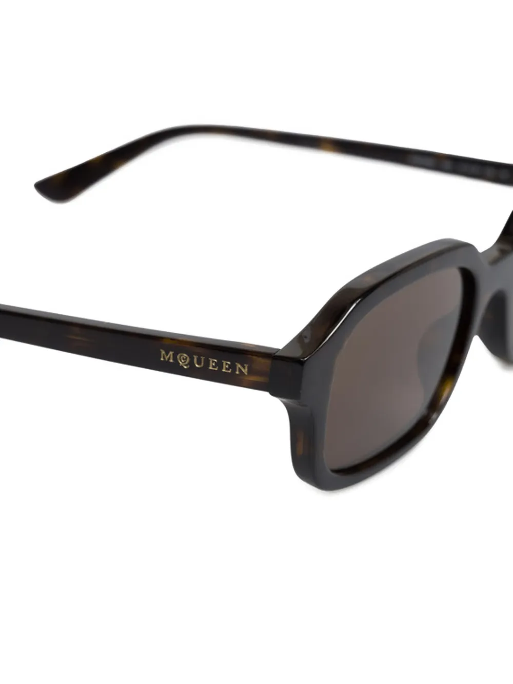 Alexander McQueen Eyewear Zonnebril met rechthoekig montuur Bruin
