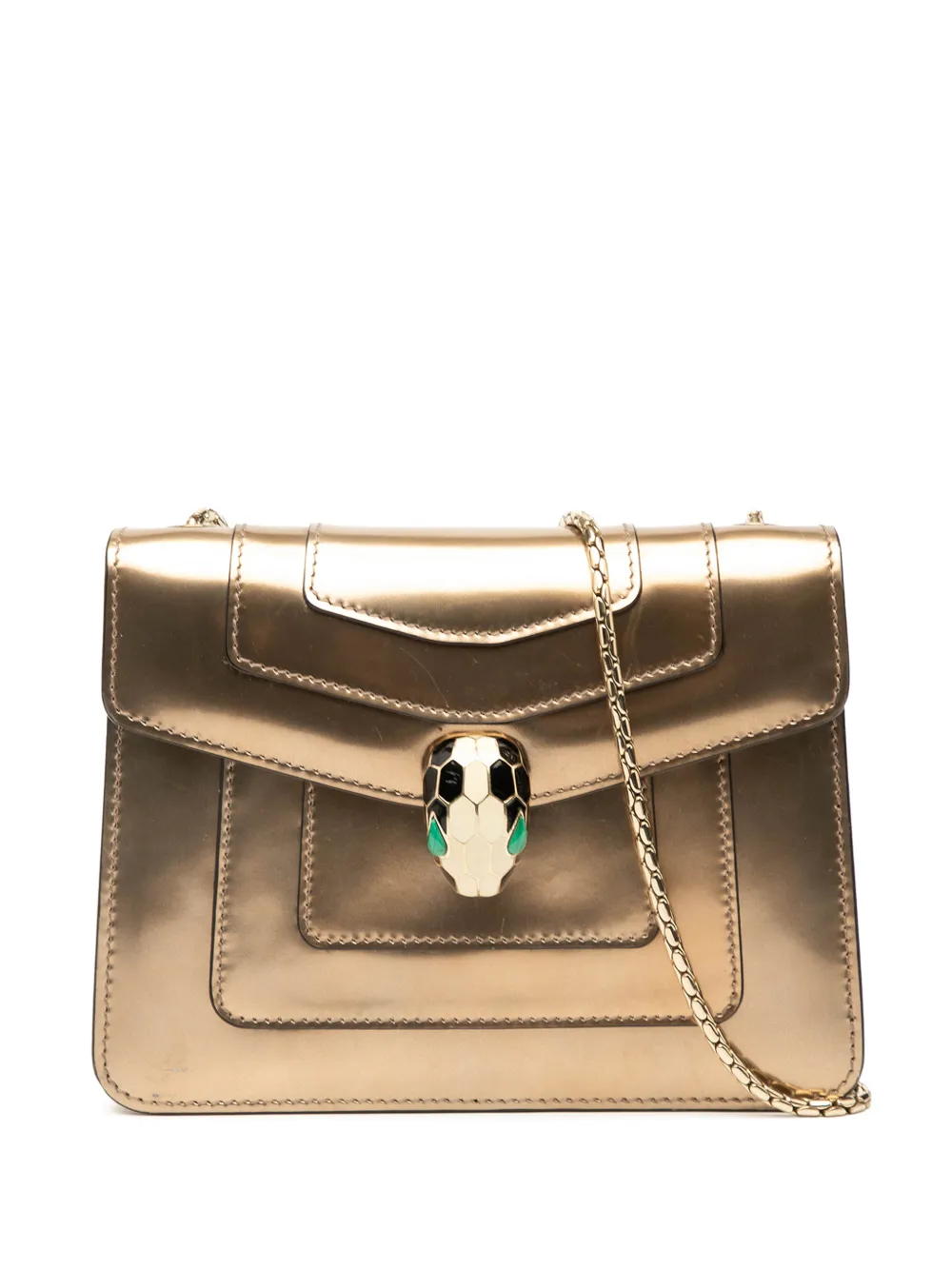 Bvlgari Pre-Owned Borsa a tracolla Serpenti Forever piccola in pelle verniciata 2010-2025 - Oro