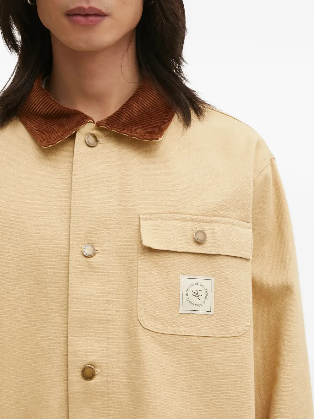 Sporty & Rich Jack met ribfluwelen kraag Beige