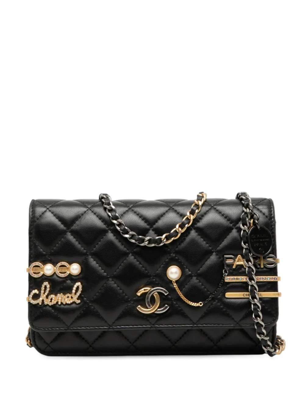 CHANEL Pre-Owned Borsa a tracolla Coco Clips in pelle di agnello trapuntata 2021-2025 - Nero