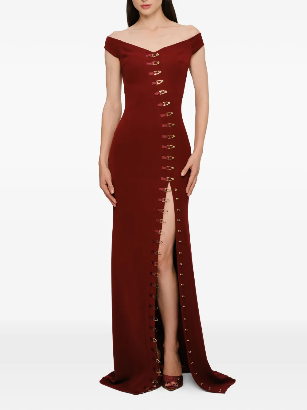 Murmur Ivy verfraaide maxi-jurk met split - Rood