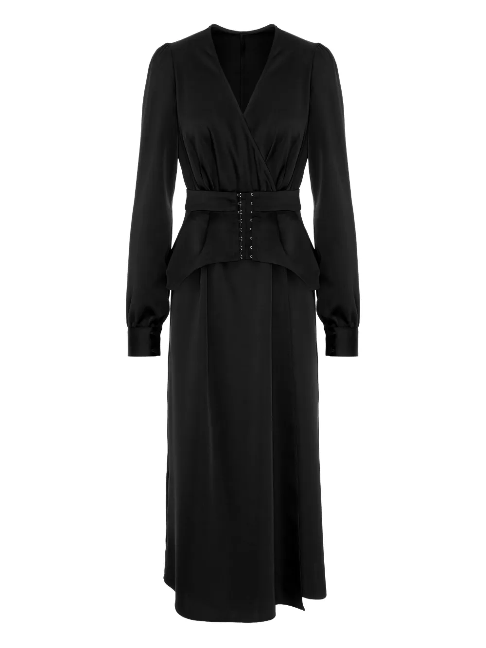 Murmur Fold Midikleid | Schwarz | Image 1