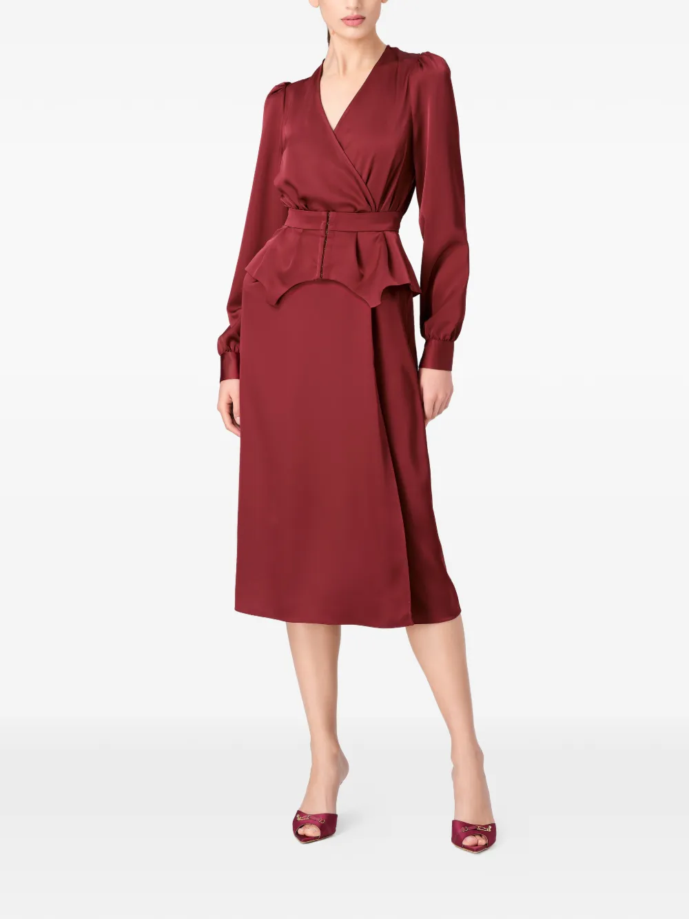 Murmur Maxi-jurk met korte mouwen en V-hals - Rood