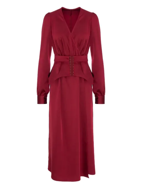 Murmur short-sleeve V-neck long dress