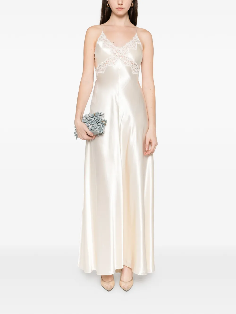 Alberta Ferretti lace straps dress - Beige