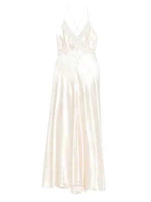 genny floral-appliqu satin maxi dress Sage Petite Satin Applique Woven Maxi Dress