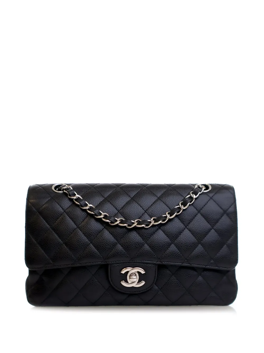 CHANEL Pre-Owned Borsa a spalla Double Flap media in pelle Caviar 2009-2010 - Nero