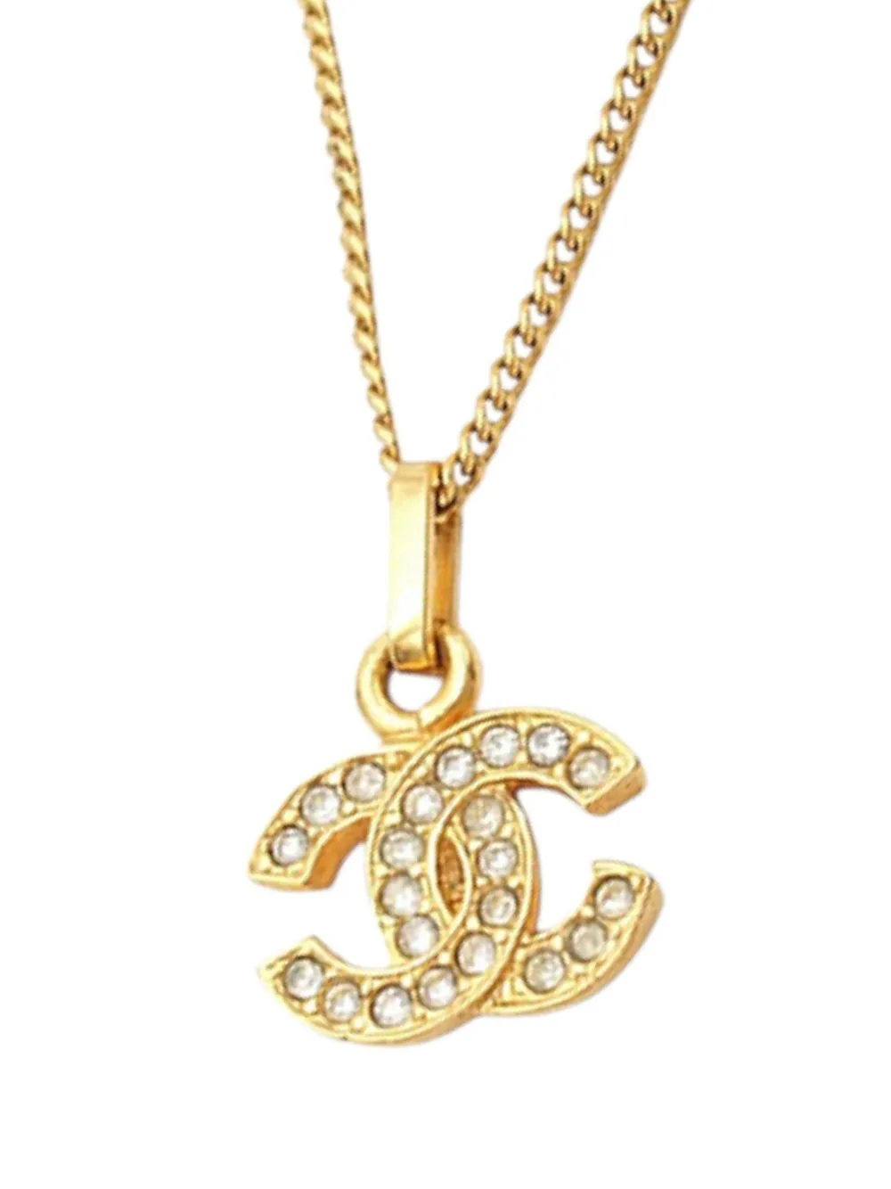 CHANEL Pre-Owned Collana CC placcata oro con strass e pendente 1970-1980