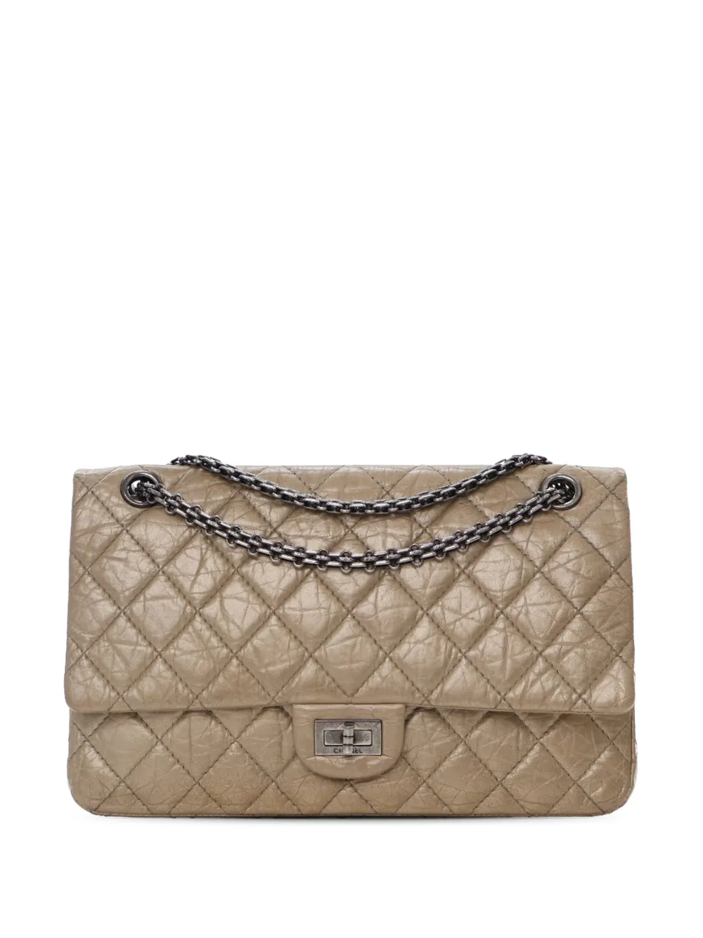 CHANEL Pre-Owned Borsa a spalla Reissue 2.55 Double Flap 226 in pelle di vitello con effetto invecchiato 2012-2013 - Marrone