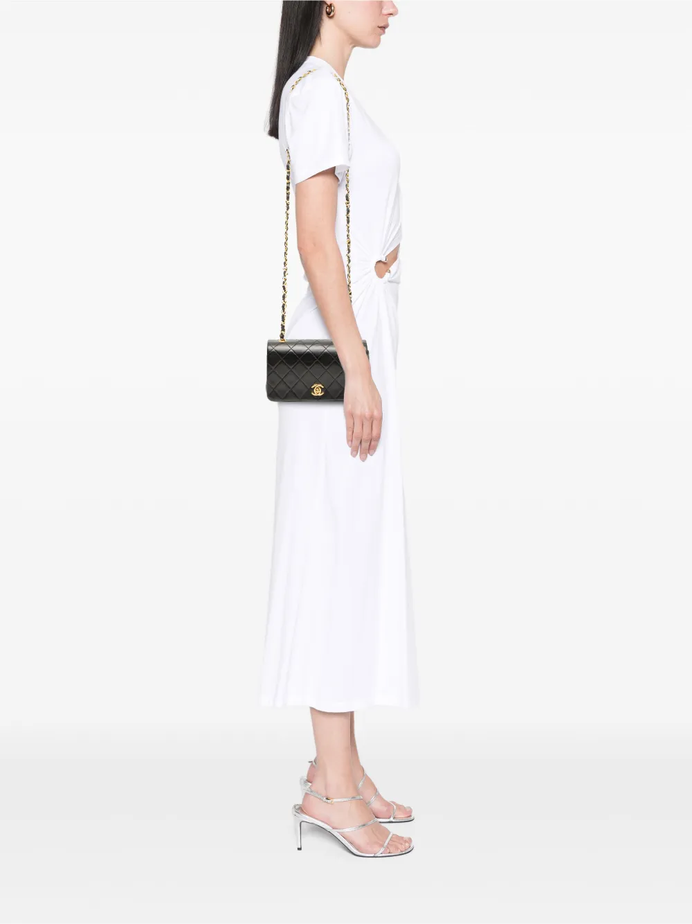 Pre-owned Chanel 1989-1991 Mini Cc Quilted Lambskin Full Flap Crossbody Bag In Black