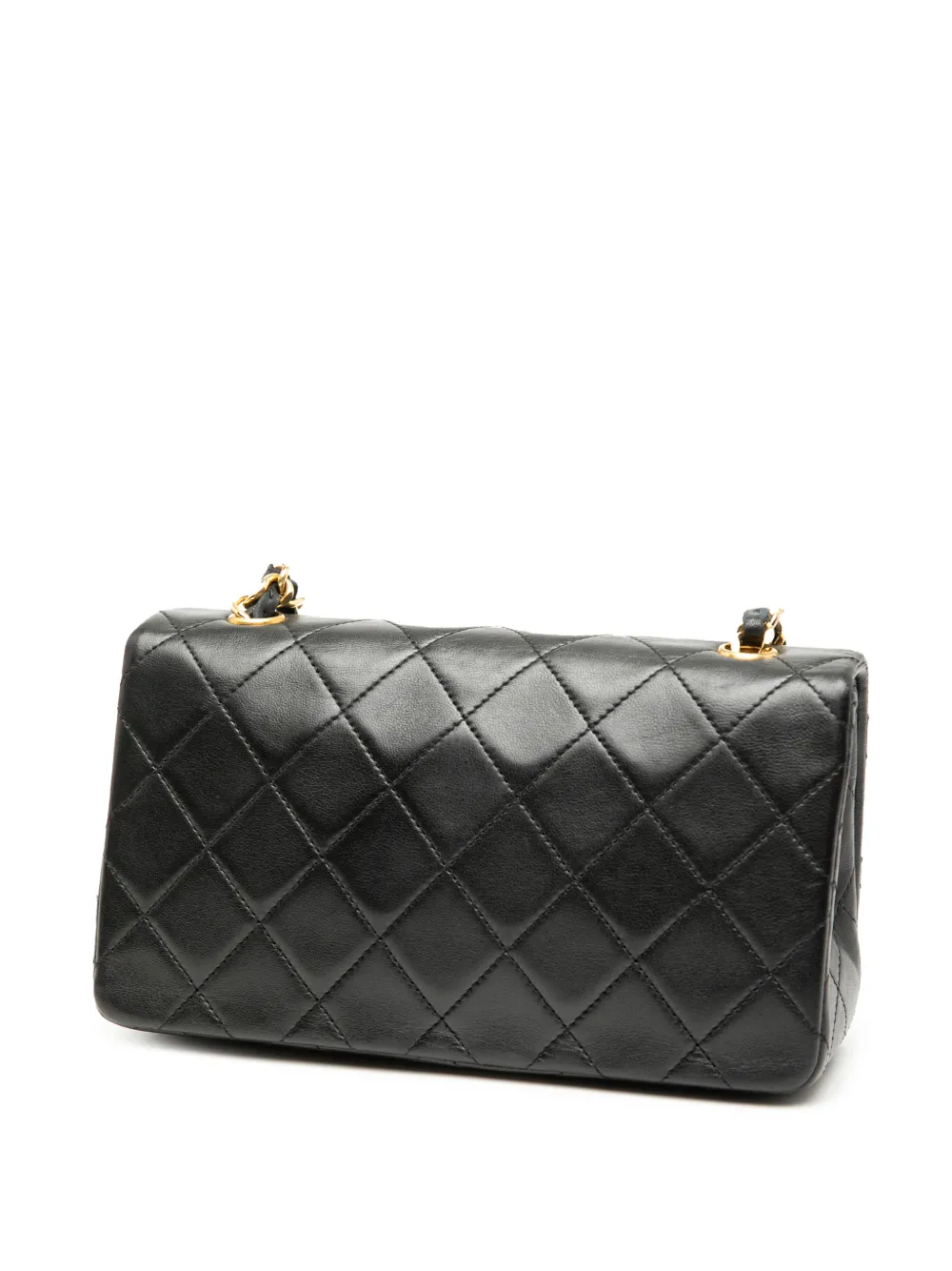 Pre-owned Chanel 1989-1991 Mini Cc Quilted Lambskin Full Flap Crossbody Bag In Black