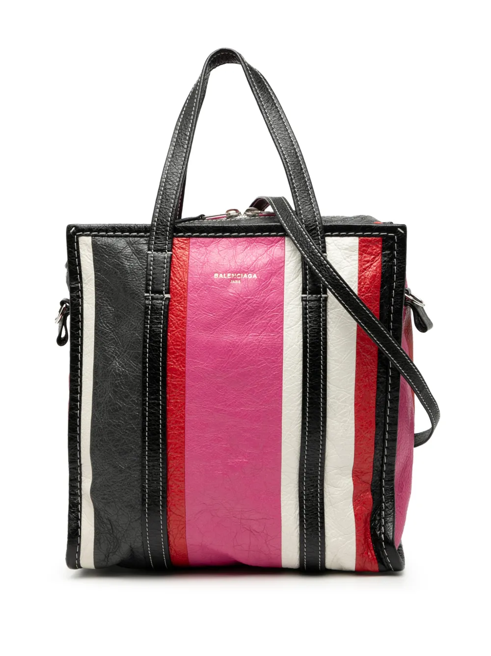 Pre-owned Balenciaga 2018 S Lambskin Bazar Shopper Satchel In Pink