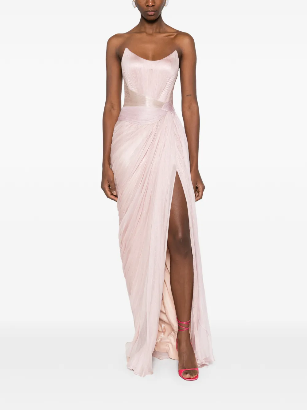 Iris Serban draped metallic maxi dress - Roze