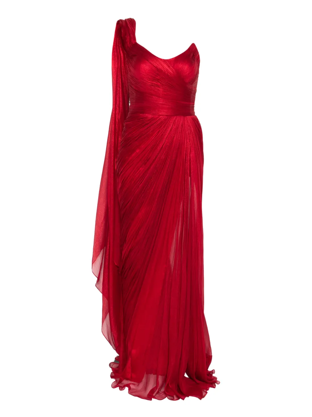 Iris Serban Clarice asymmetric-sleeve draped maxi dress | rojo | Image 1