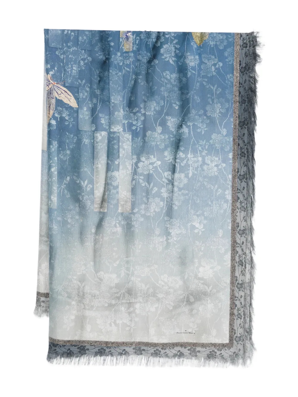Pierre-louis Mascia Aloeuw Fring-edge Silk Scarf In Blue
