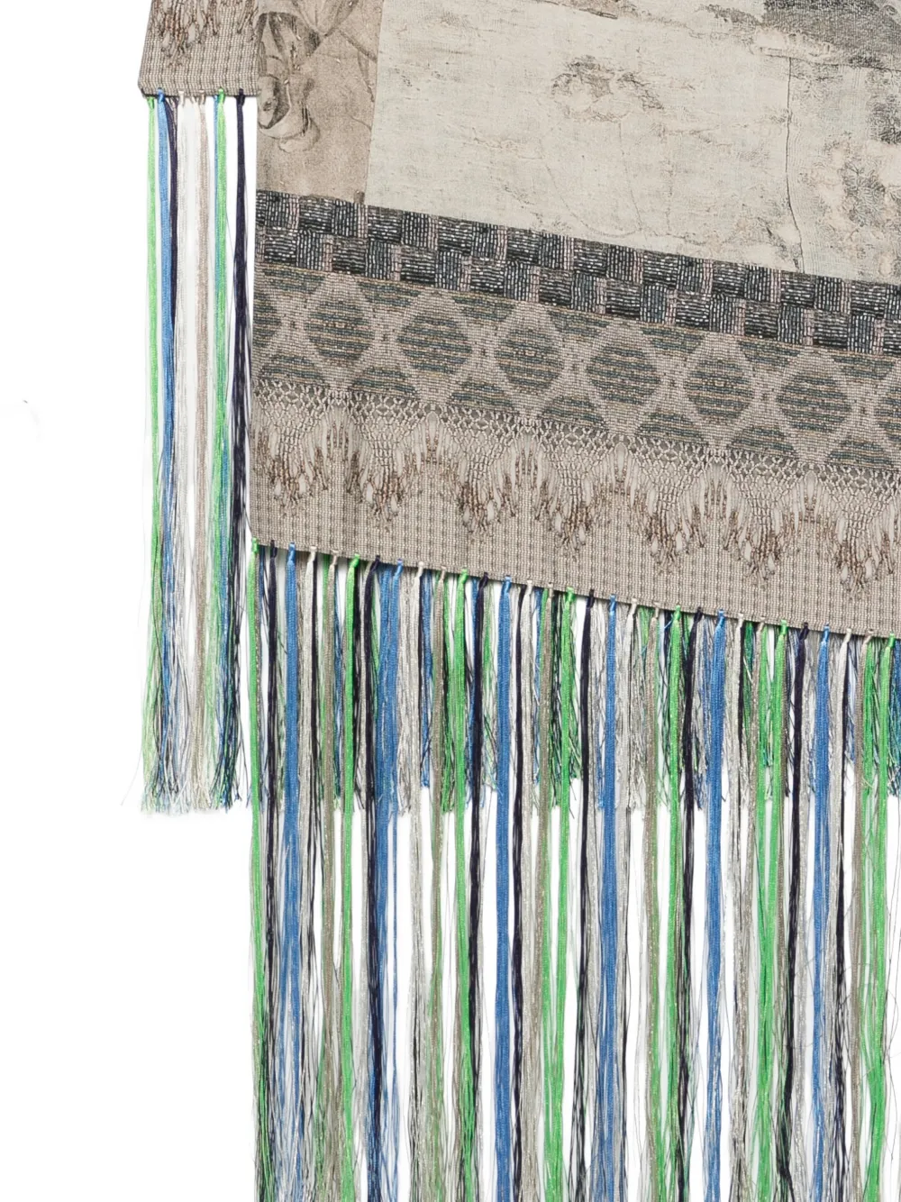 Pierre-Louis Mascia Aloeuw printed fringe-edge scarf - Grijs