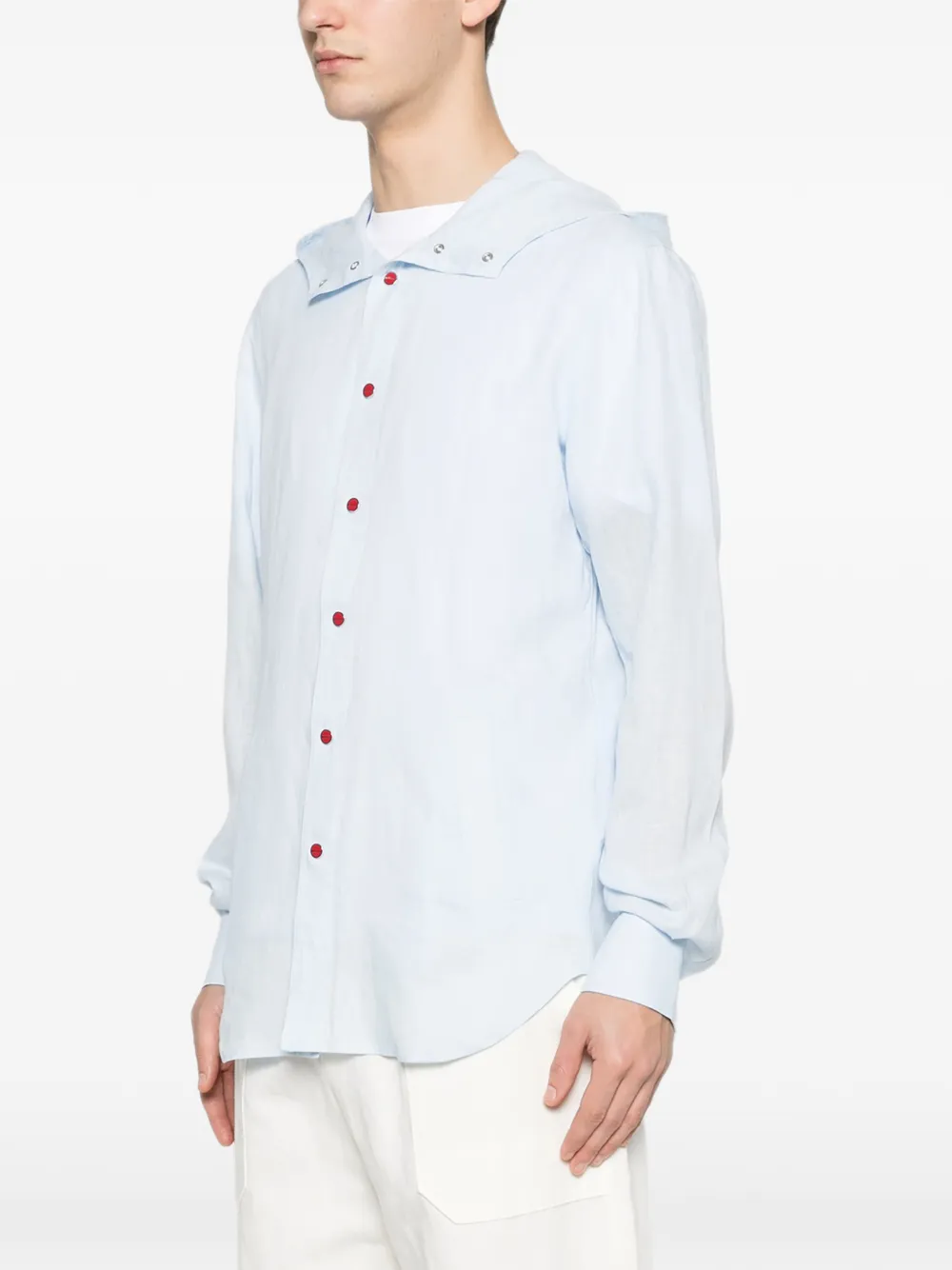  Kiton Camisa Mariano Con Capucha - Azul 