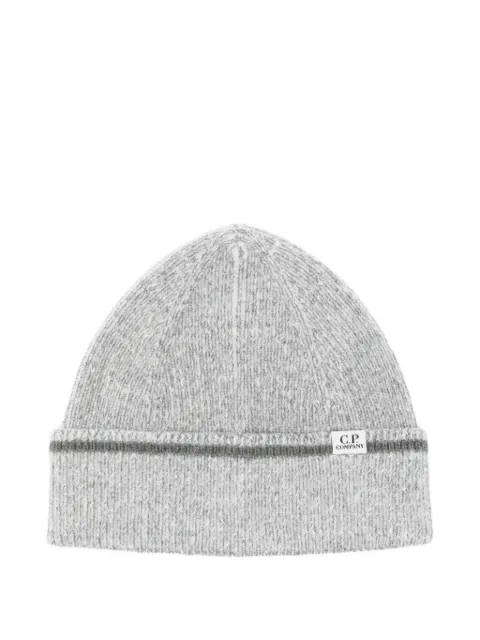 C.P. Company ribbed logo-patch beanie hat