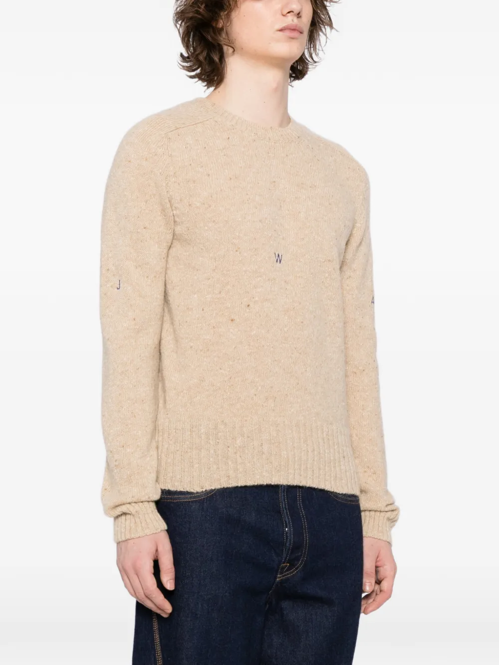  Jw Anderson Logo-embroidered Jumper - Neutrals 