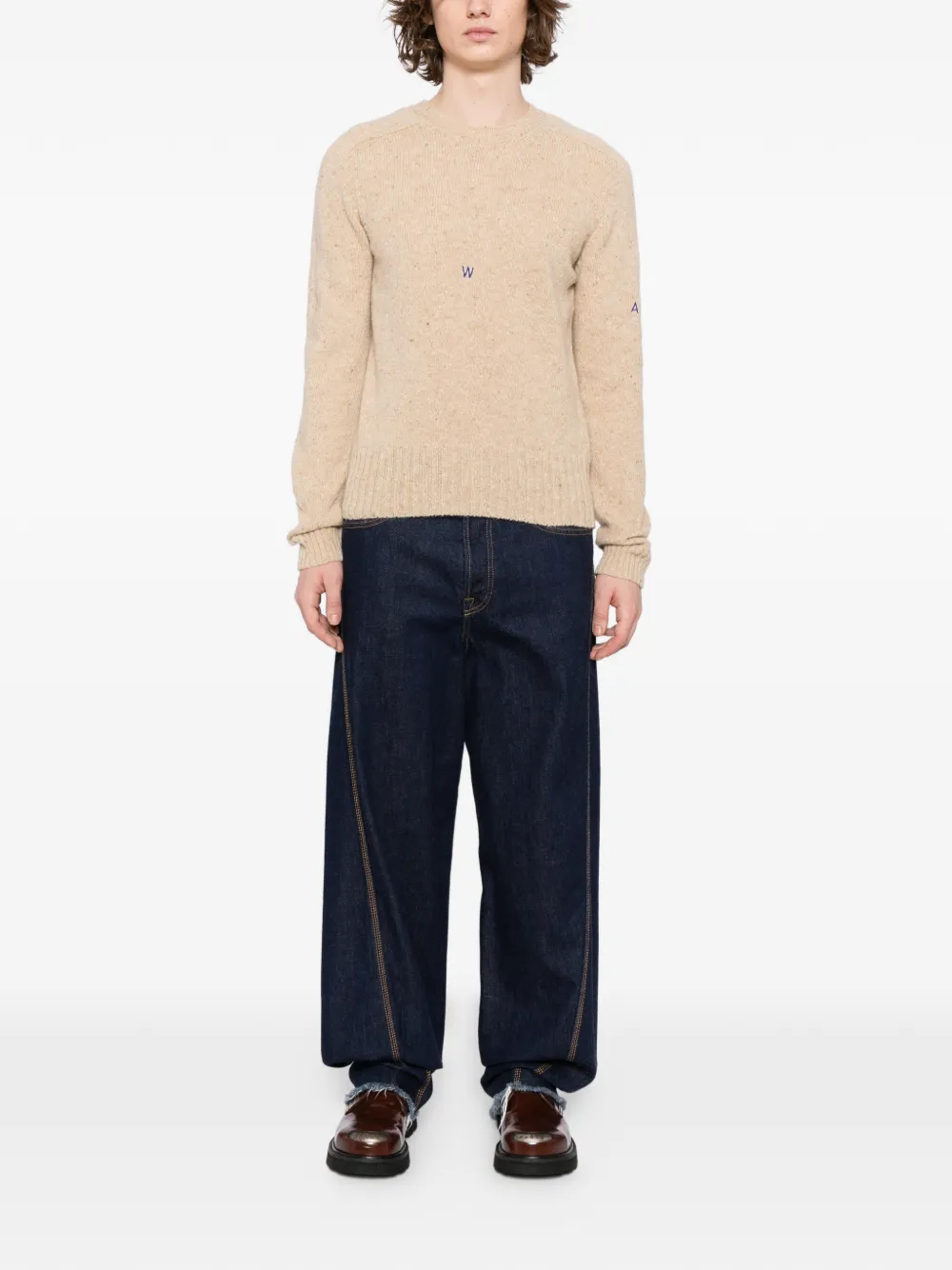  Jw Anderson Logo-embroidered Jumper - Neutrals 