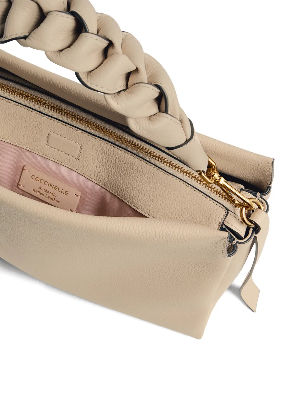 Coccinelle Boheme medium schoudertas met gevlochten detail Beige