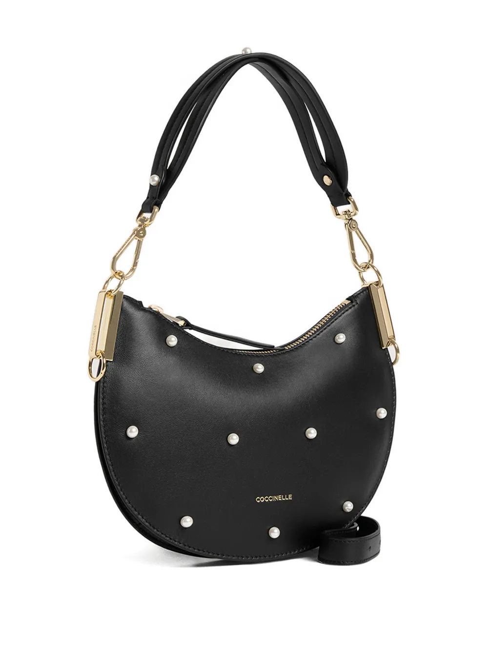Coccinelle small Sunup pearl-detail shoulder bag - Zwart