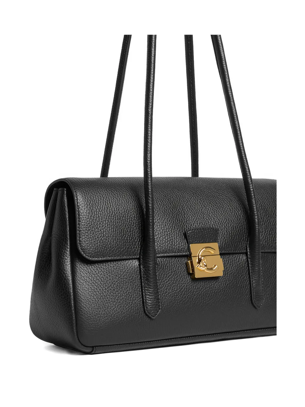 Coccinelle logo-buckle shoulder bag - Zwart