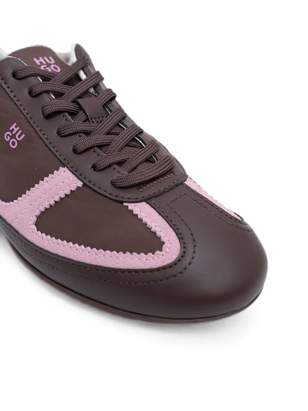 HUGO Sneakers met contrasterende afwerking Bruin