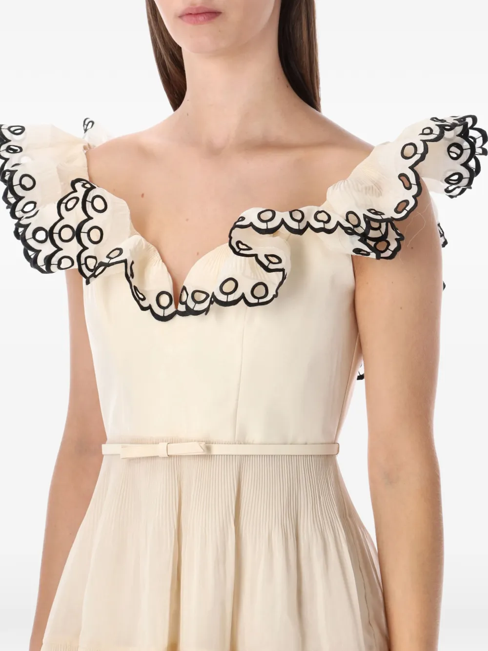 Zimmermann Frilled Mini Dress In Neutral