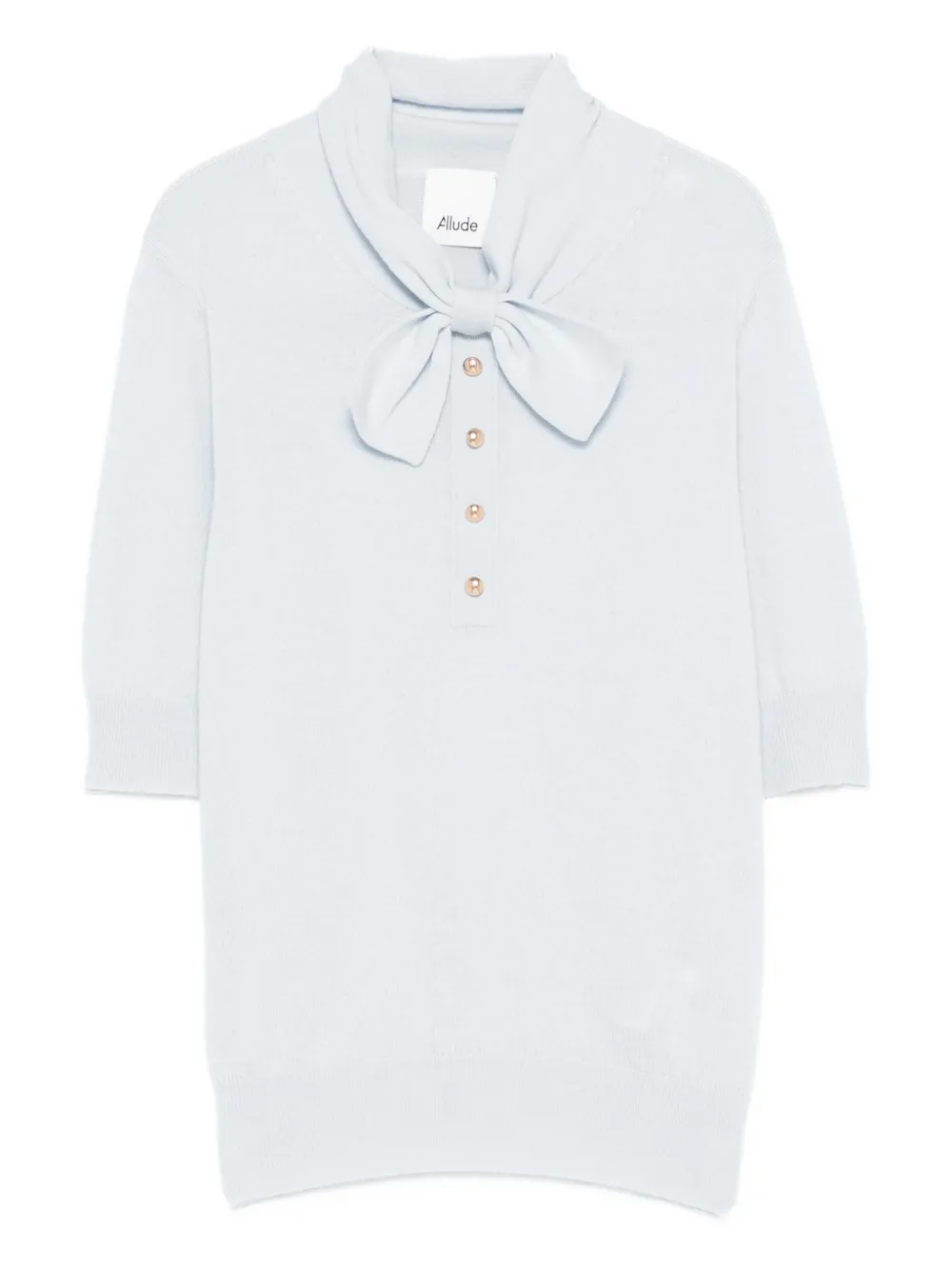 Allude bow-detail buttoned polo top - Blu
