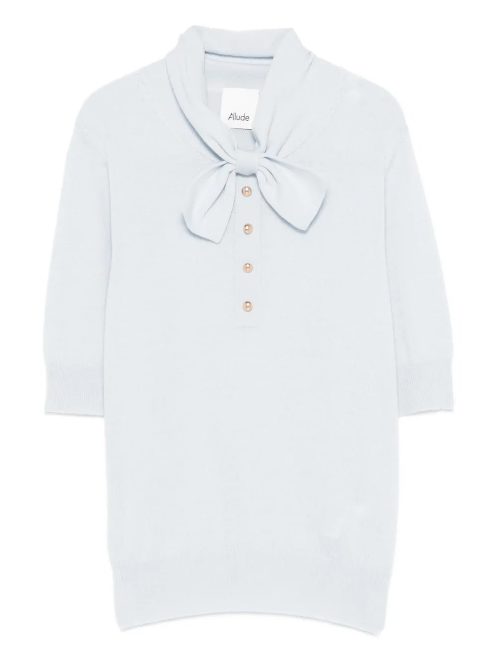 Allude bow-detail buttoned polo top - Blu