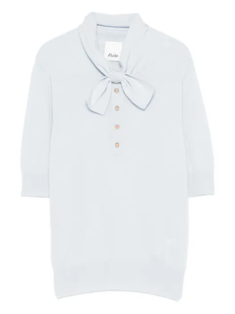 Allude bow-detail buttoned polo top