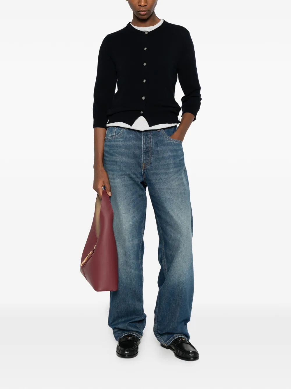  Allude Button Cardigan - Black 