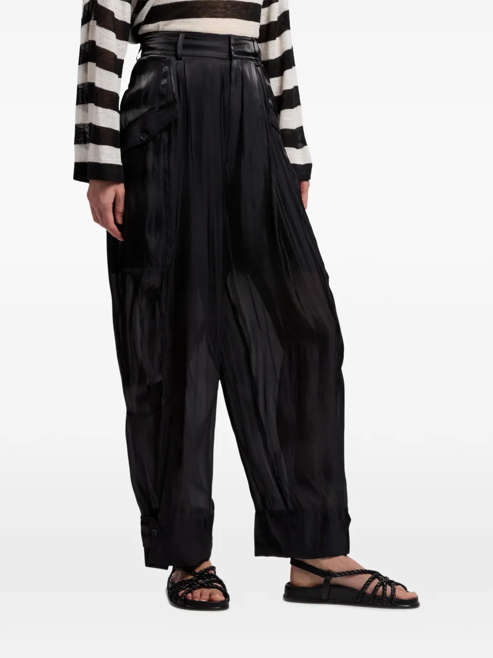 Ralph Lauren Collection Sonya high waist broek met knopen Zwart