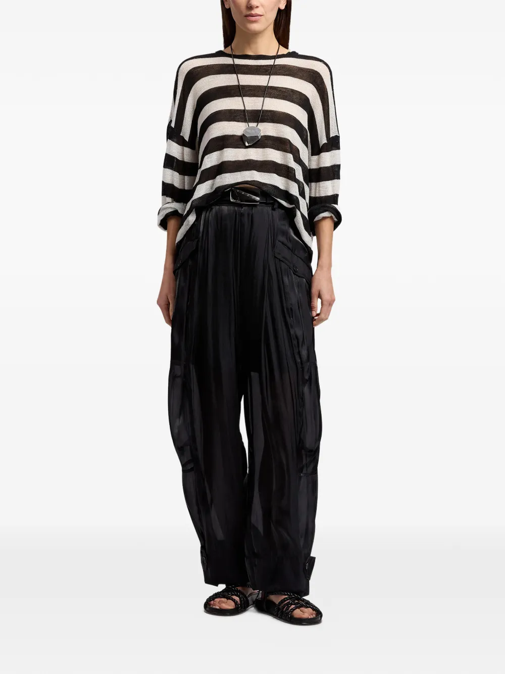  Ralph Lauren Collection Sonya Buttoned High-rise Trousers - Black 