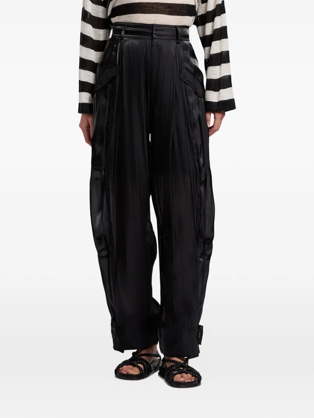  Ralph Lauren Collection Sonya Buttoned High-rise Trousers - Black 