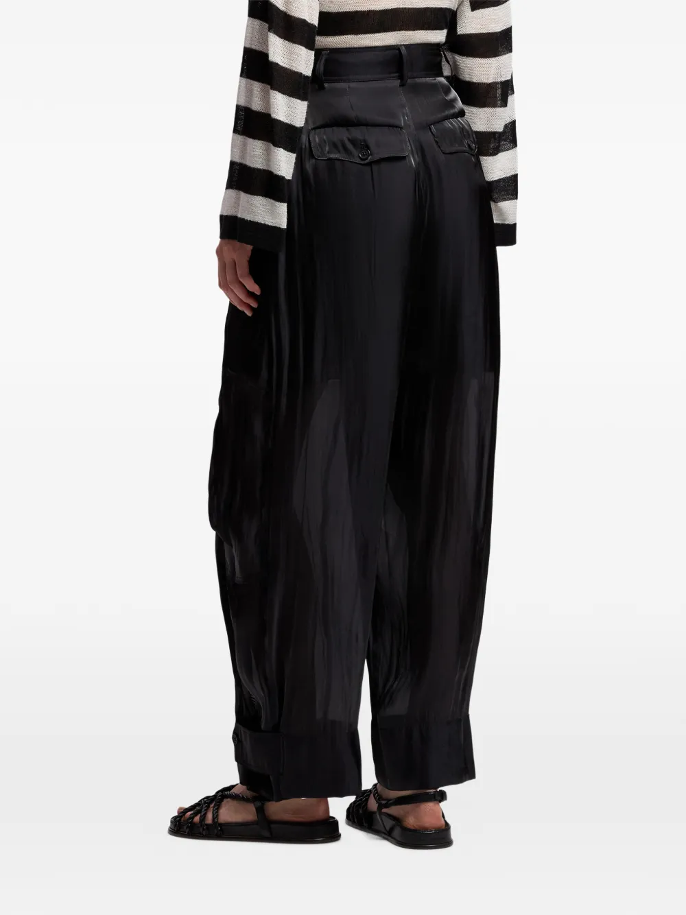 Ralph Lauren Collection Sonya high waist broek met knopen Zwart