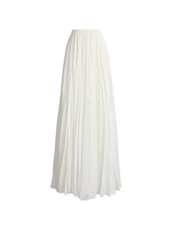 Ralph Lauren Collection Niccola Pleated Maxi Skirt in Neutrals