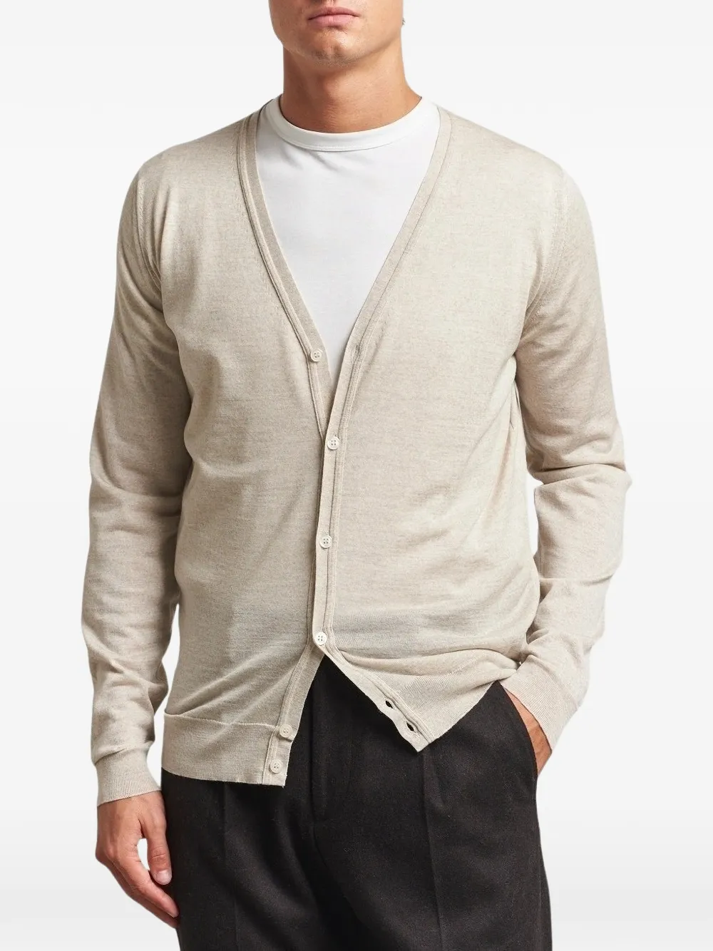  John Smedley V-neck Buttoned Cardigan - Neutrals 