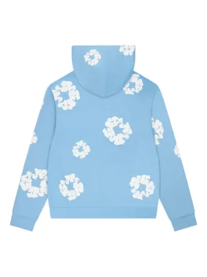 Denim Tears Mono Cotton Wreath Hoodie | Blue | FARFETCH Denim Tears Mono Cotton Wreath Hoodie | Blue | FARFETCH