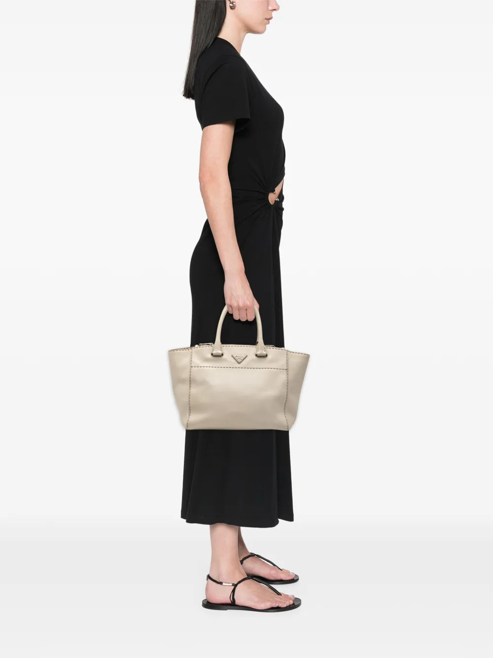  Prada Pre-owned Bolso Satchel Twin Pocket Pequeño De Piel De Becerro Y Detalle De Costuras 2010-2025 - Marrón 