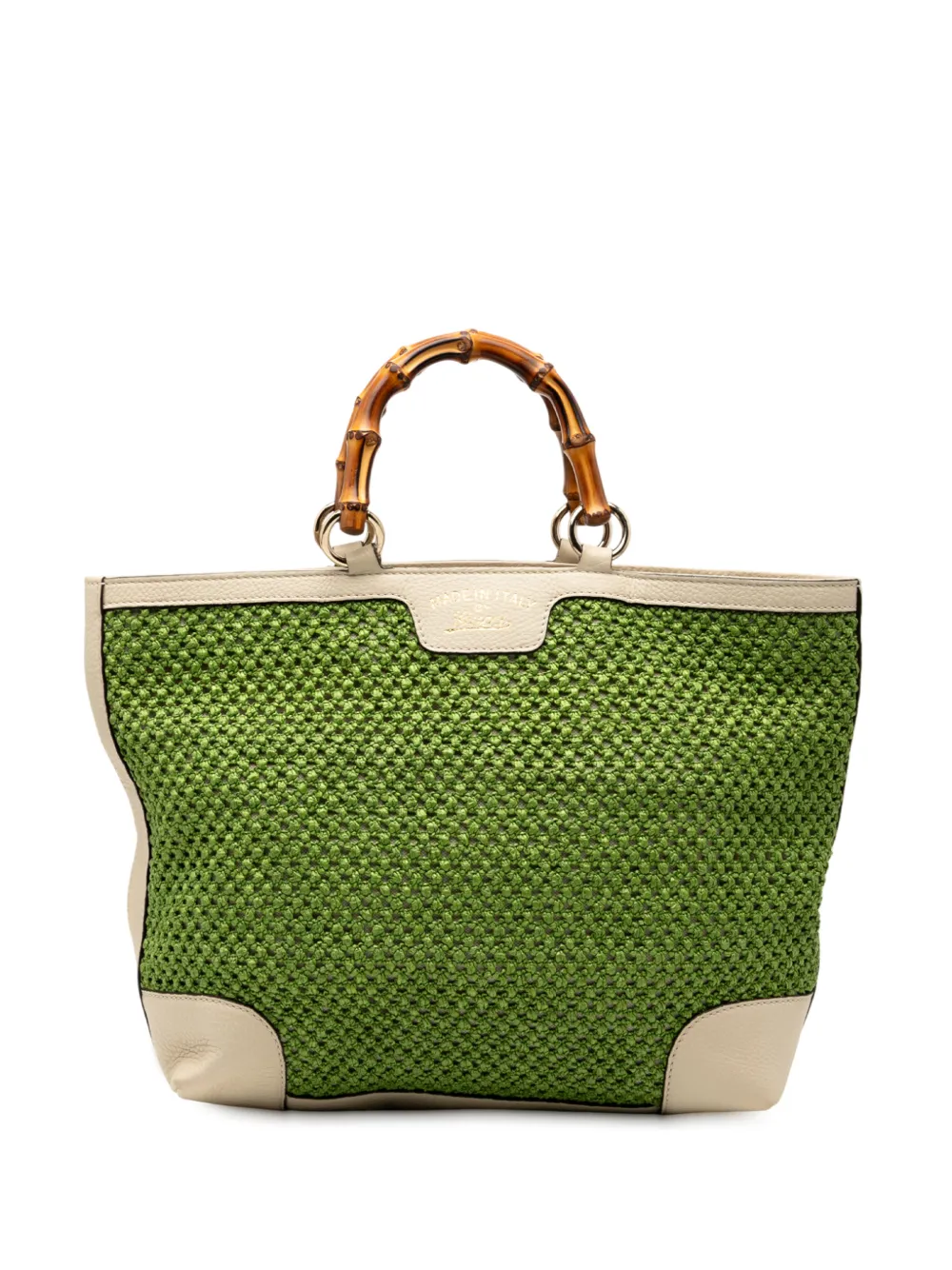 Gucci Pre-Owned Borsa tote Shopper grande in rafia e bambù 2000-2015 - Verde