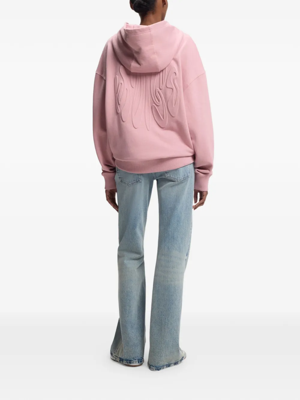  Hugo Embossed Zip-up Hoodie - Pink 