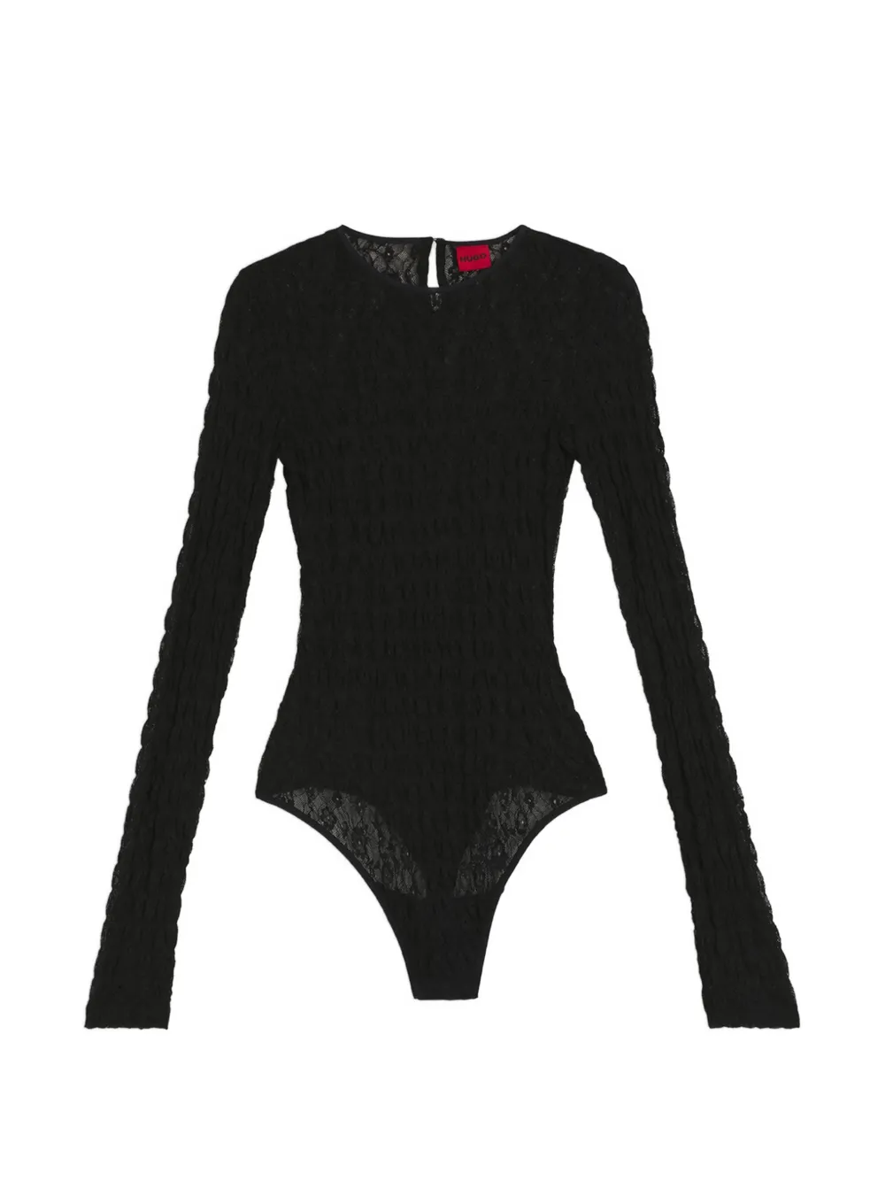 HUGO Langärmeliger Body aus Spitze - Schwarz