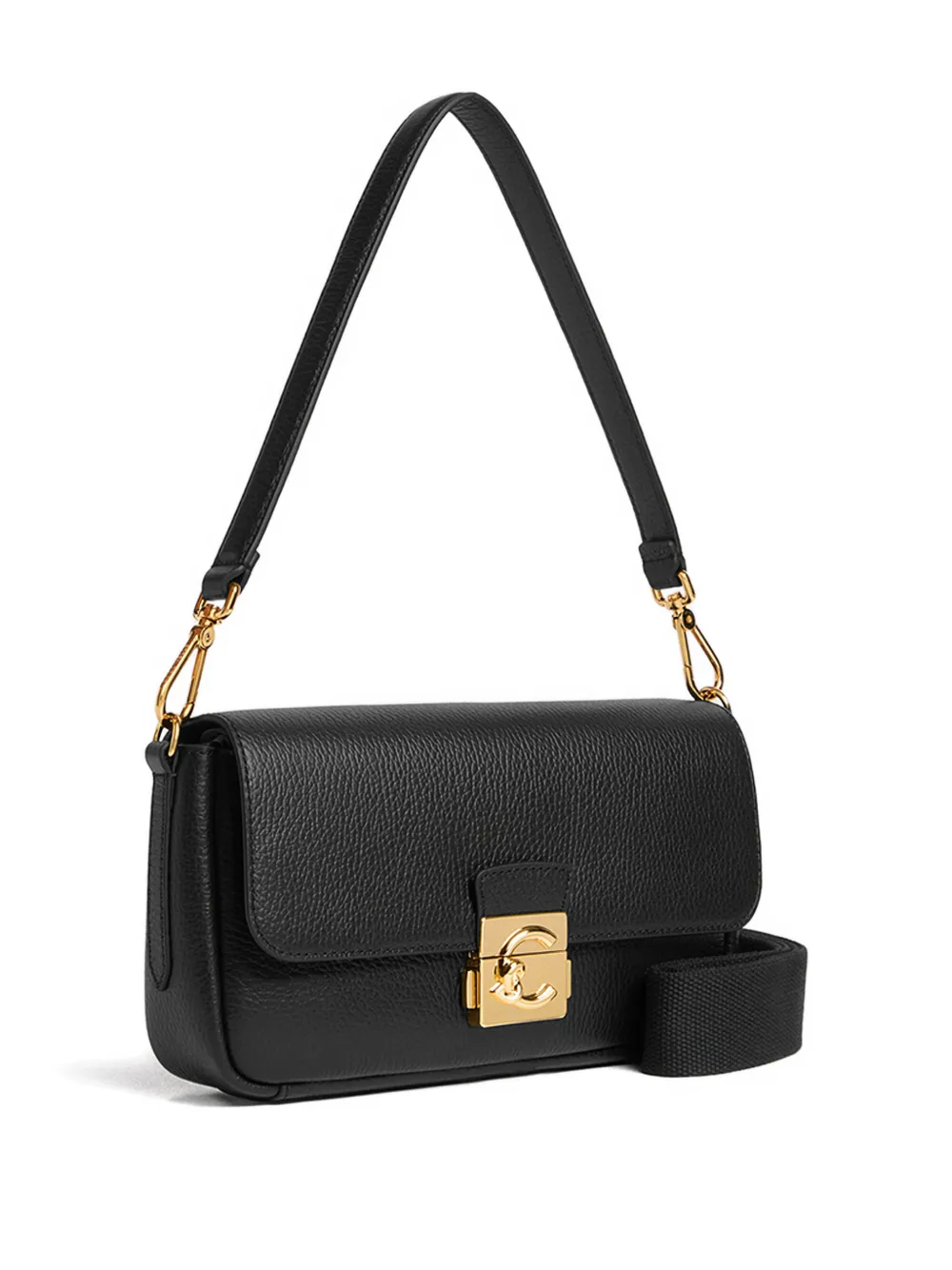 Coccinelle medium C-Me Lock logo shoulder bag - Zwart