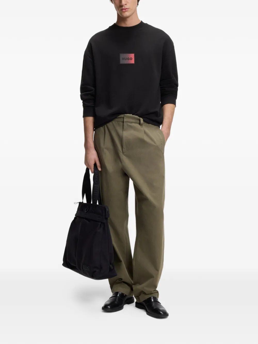 HUGO logo-appliqué sweatshirt - Zwart