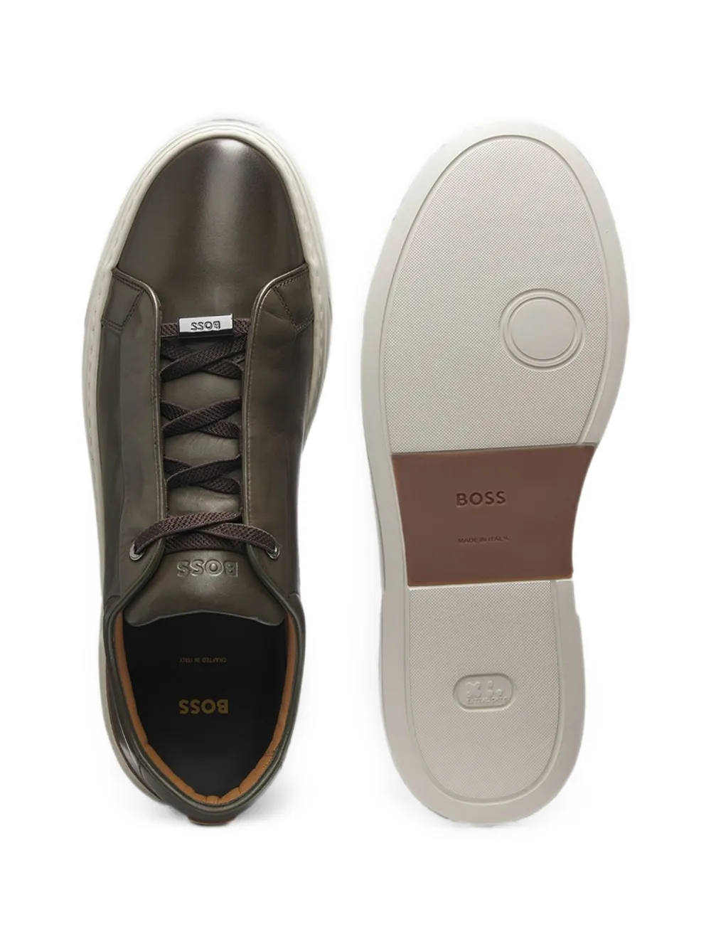 BOSS leather sneakers Groen