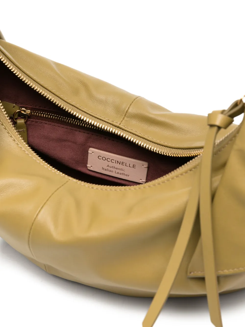 Coccinelle Leren schoudertas met geknoopt detail Groen