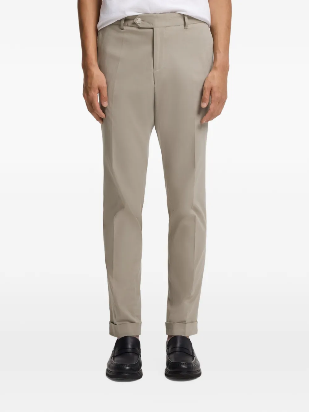 BOSS Stretch-katoenen slim-fit broek Beige