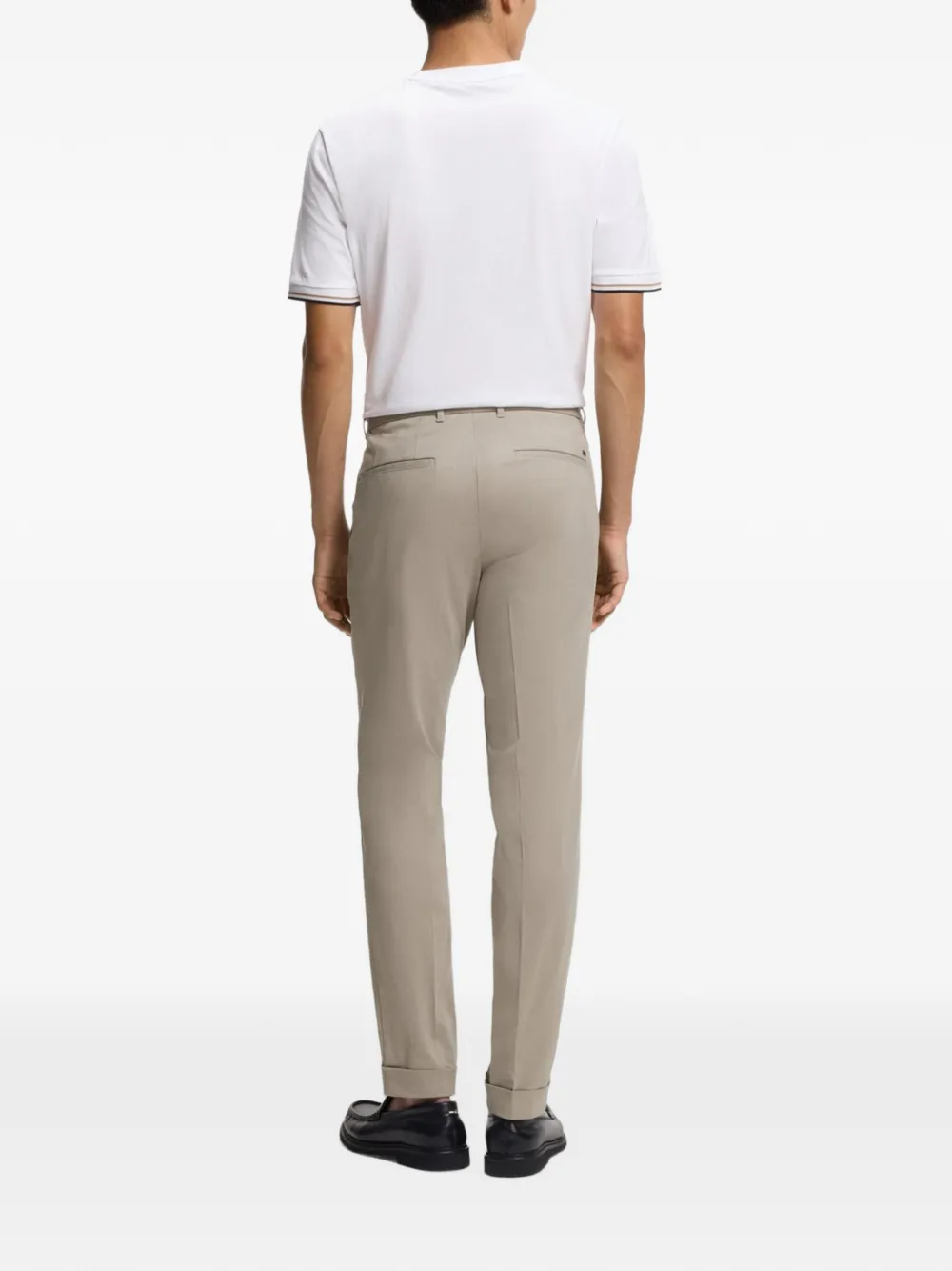 BOSS Stretch-katoenen slim-fit broek Beige